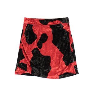 MARCELO BURLON Red & Black Velvet Ladybug Mini Skirt Size M $455